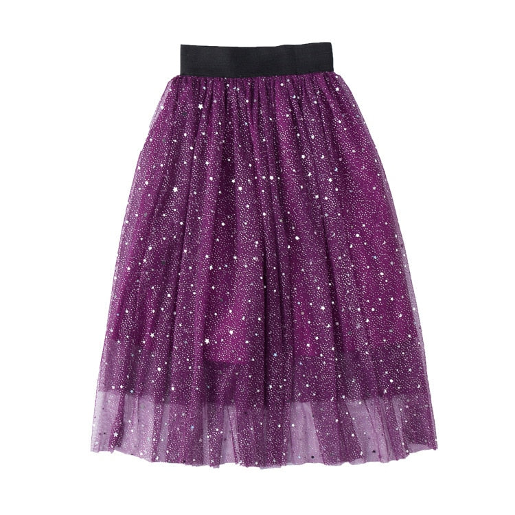 Teen Girls Skirts Embroidery Kids Sequin Skirt for Girls 2022 Summer Dance Long Skirt Princess Skirt Elastic Waist Child Clothes