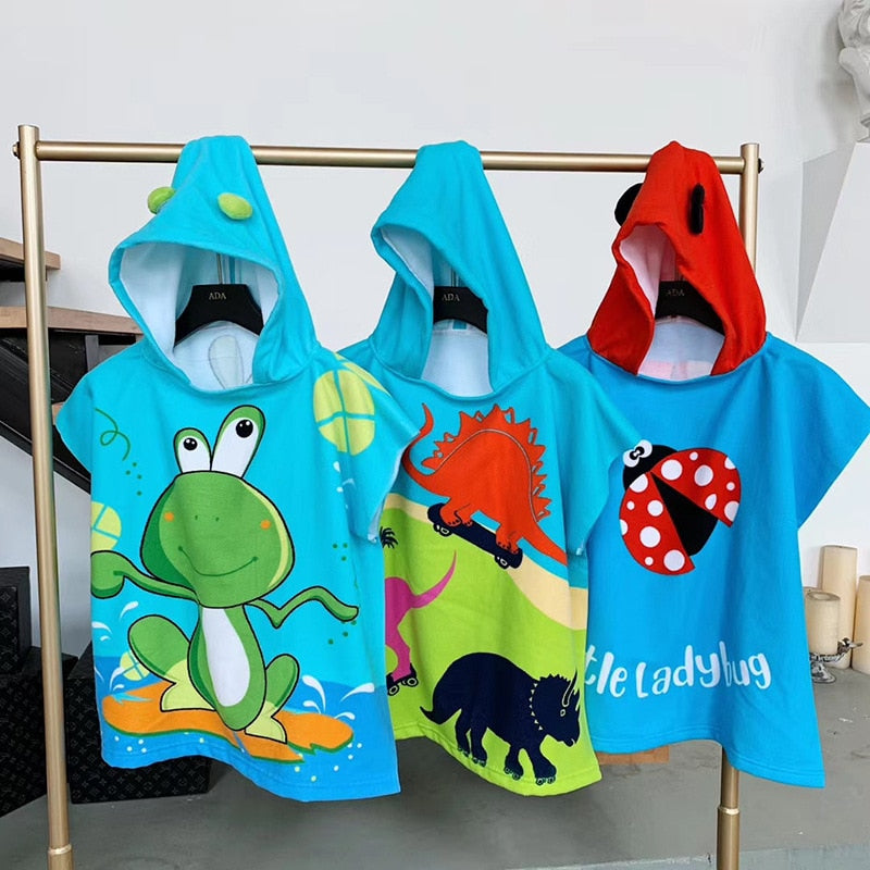 Towel Poncho for Children Gym Sports Hooded Unicorn Mermaid Bathrobe Kids Surf Pool Changing Robe Baby Girl Boy Swimming Towels