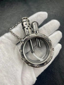 Handmade Pure Copper Gasoline Lighter Quartz Visible Transparent Oil Tank Lighters Portable Round Collection Gift for Man