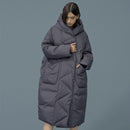 S- 7XL fashion Winter Oversize Warm Duck Down Coat Female X-Long Down Warm Jacket Hooded Cocoon Style Thick Warm Parkas F192
