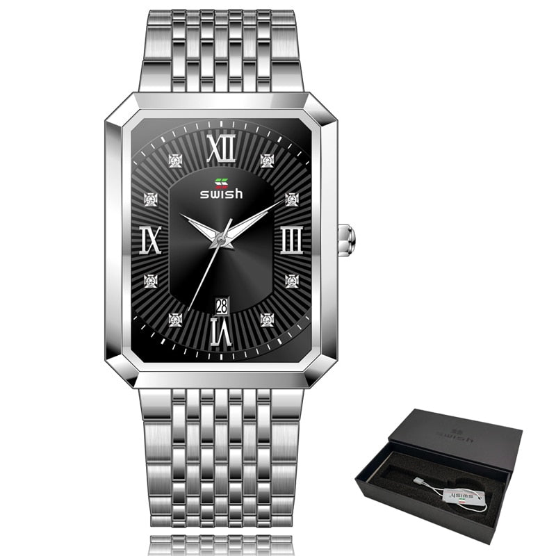 Reloj de lujo de acero inoxidable para hombre, reloj de marca superior, reloj Masculino Geneva, reloj de cuarzo rectangular, relojes de negocios para hombre, 2022