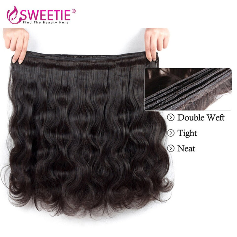 Sweetie Hair Brazilian Body Wave 4/ 3 mechones con cierre 100% mechones de cabello humano con cierre de encaje 4 unids/lote trama de cabello no Remy