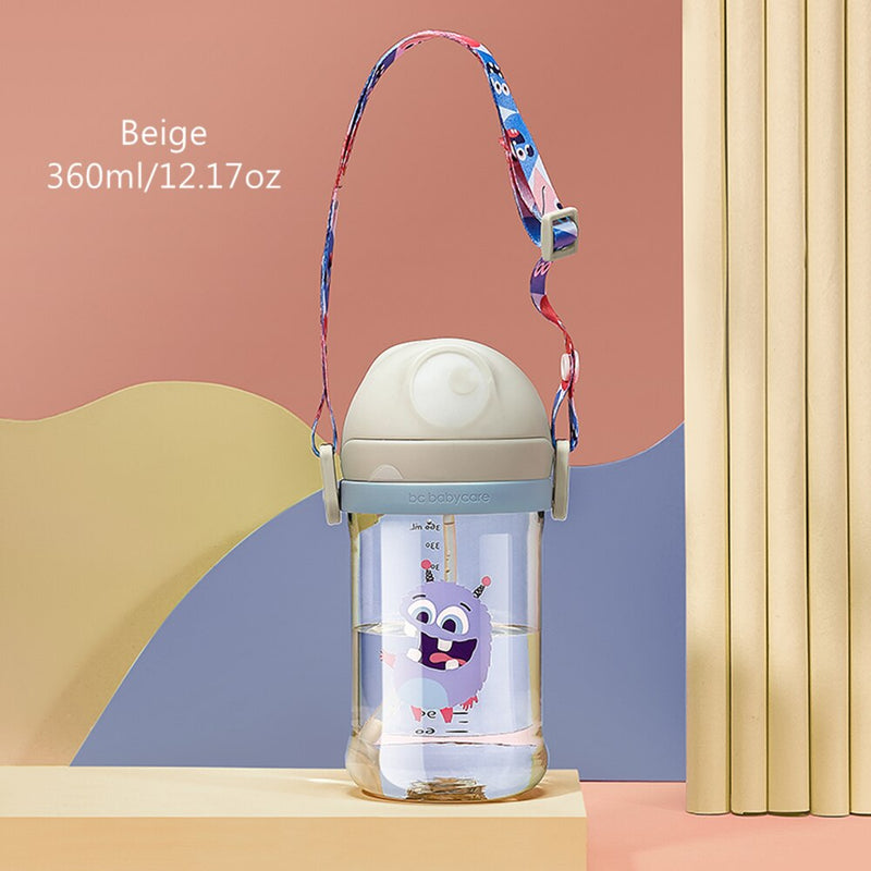 BC Babycare 240ml Baby Sippy Cup Cute Shape Anti-Choke Straw Baby Water Bottles for Kids Gravity Ball Drinking Tritan Handle Cup