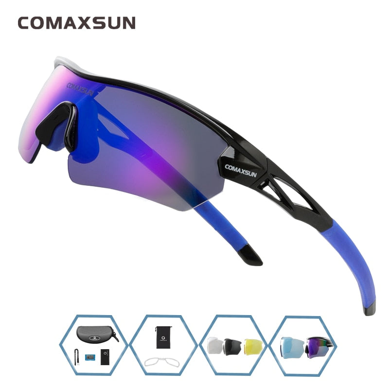 Comaxsun Professional Polarized Cycling Glasses MTB Road Bike Goggles Outdoor Sports Bicycle Sunglasses UV 400 With 5 Lens TR90