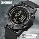 SKMEI fuerte resistente al agua 50M deporte Digital ejército reloj para hombre correa de silicona cronómetro LED reloj electrónico hombre negro