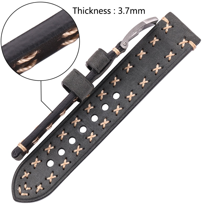 Handmade Watchbands With Retro Stainless Steel Buckle 22mm 24mm Men Women Genuine Leather Watch Band Strap Belt Watch Accessorie