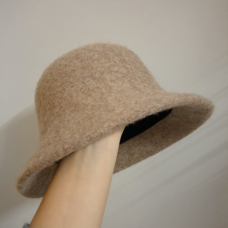 Sombrero de cubo de lana de otoño e invierno para mujer, sombreros de pescador Vintage a la moda, gorra versátil, sombrero de fieltro de primavera, 6 colores, plegable, envío gratis