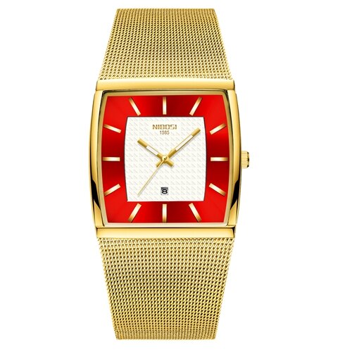 NIBOSI Mens Watches Top Brand Luxury Blue Square Quartz Watch Men Slim Waterproof Golden Male Wristwatch Men Relogio Masculino