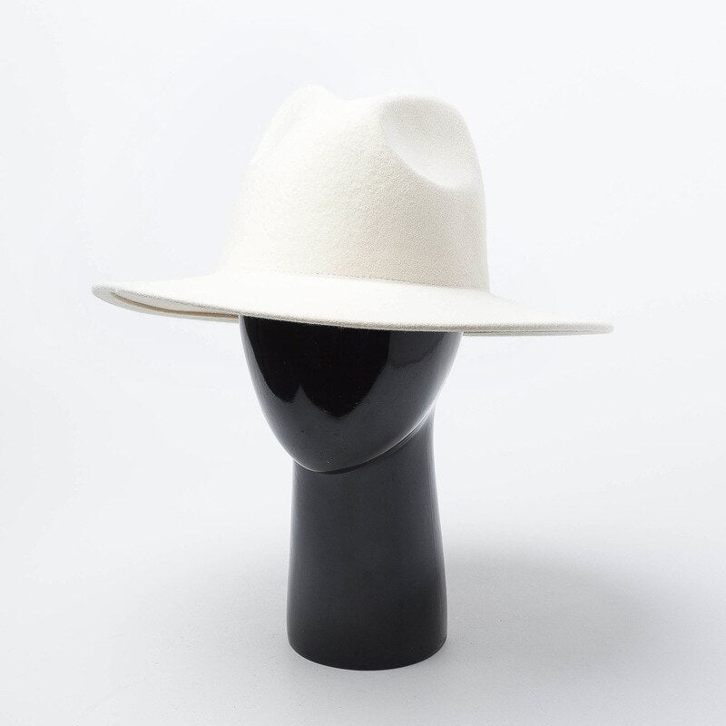 Sombrero de fieltro de lana elegante Sombrero de fieltro de ala ancha blanca para boda Sombrero de iglesia Sombrero Fedora Señora Invierno Floppy Sombrero Mujer Fascinator Cap