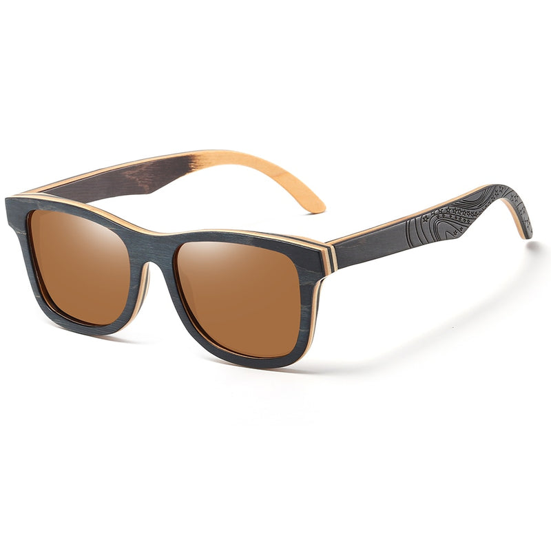 GM-Marken-Entwerfer-Holz-Sonnenbrille-neue Männer polarisierte schwarze Skateboard-Holz-Sonnenbrille-Retro Weinlese-Brillen Dropshipping S5832