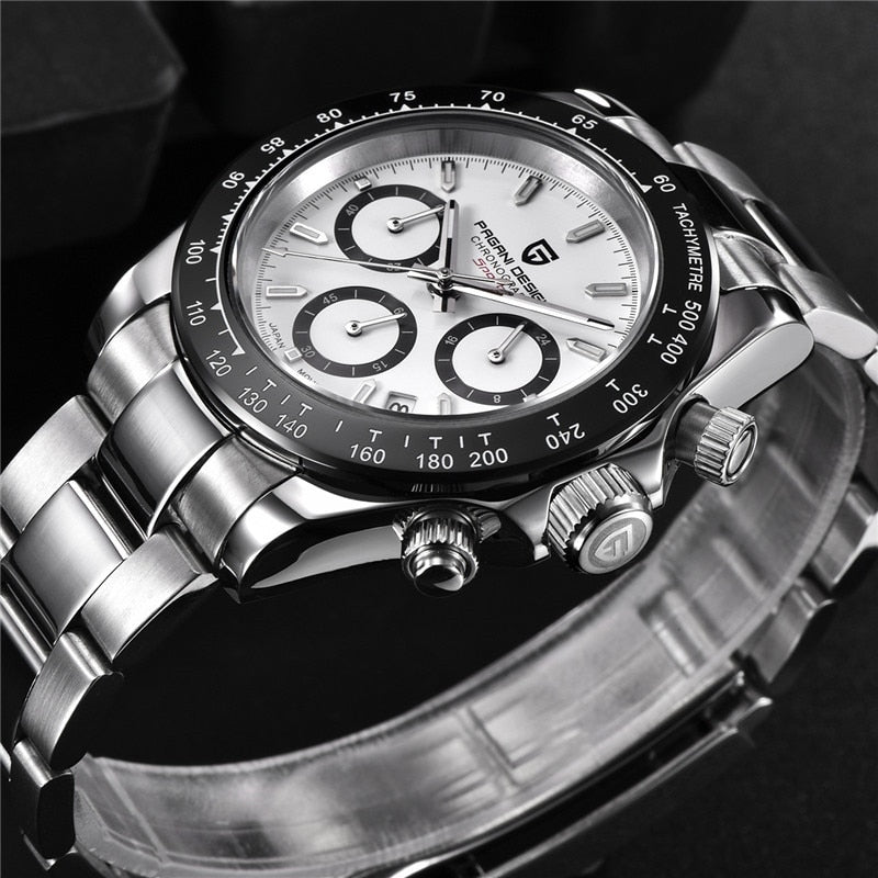 Reloj de pulsera de cuarzo con diseño PAGANI para hombre, reloj deportivo de cristal de zafiro de lujo, reloj cronógrafo con correa de goma para hombre, reloj japonés VK63 para hombre