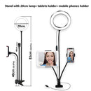 Flexible Monopod Mount Bracket with LED Ring Flash Light Lamp Tabletop Stand Tripods with Mobile Phone Holder for Video Bloggers