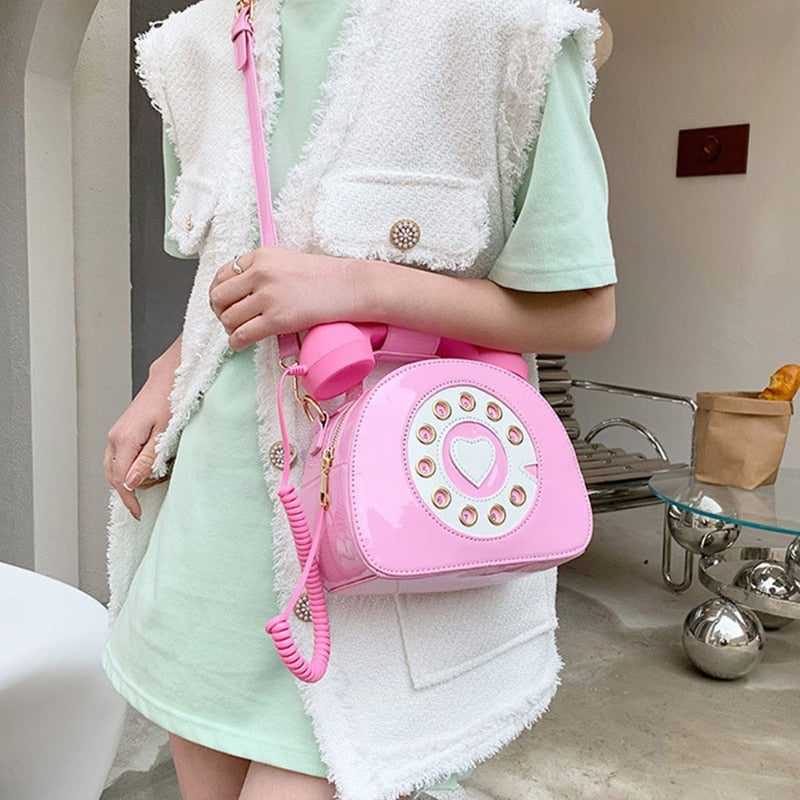 Stilvolle Frauen Telefon geformt Umhängetasche PU Leder Umhängetasche weibliche lässige Handtasche Einkaufsstraße Schule Schulranzen Tote Geldbörse