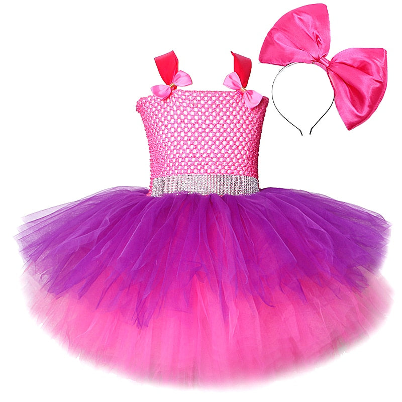 Disfraz de Lol Surprise de 3 capas esponjoso para niñas pequeñas, vestidos de princesa Cosplay con diadema de lazo grande, ropa para niñas