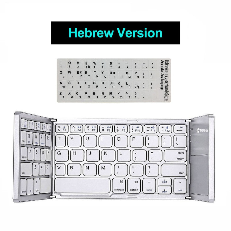 Folding Bluetooth Keyboard Wireless Klavye English/Russian/Spanish/Arabic/Hebrew/Portugues for IOS/Android/Windows ipad Tablet