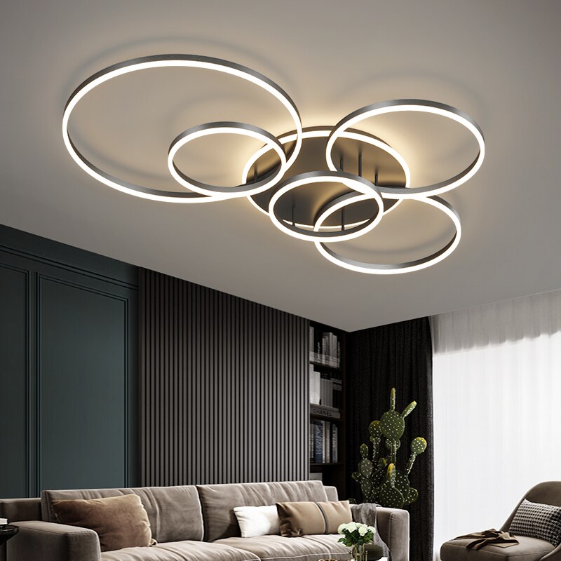 NEO Gleam 2/3/5/6 Circle Rings Modern led ceiling Lights For living Room Bedroom Study Room White/Brown Color ceiling Lamp