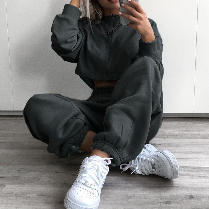 Rockmore Baggy Pencil Pants Women Black Winter Wide Leg Sweat Pants Oversized Joggers Streetwear High Waisted Trousers