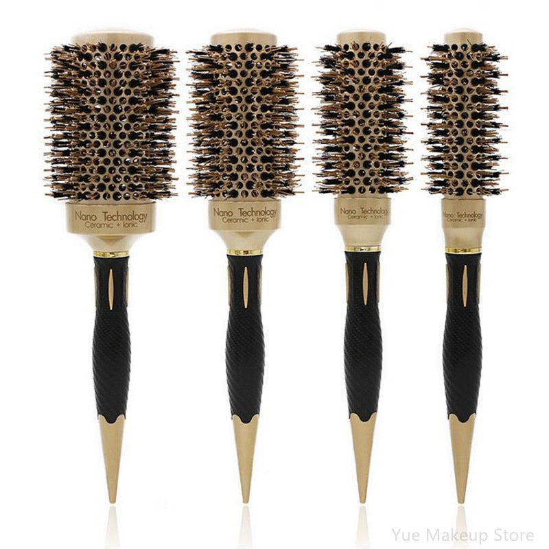 Professional 4 Sizes Round Hair Comb Hairdressing Curling Hair Brushes Comb Ceramic Iron Barrel Comb Salon Styling Tools 30#