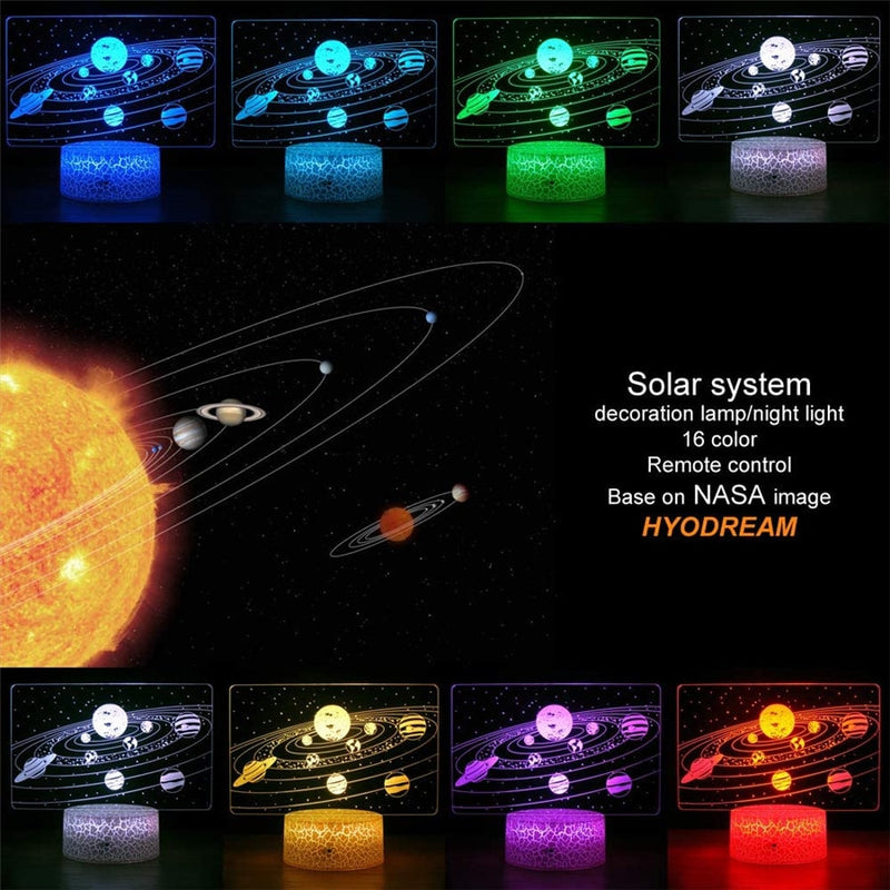 USB 16 Farben Nachtlicht &amp; 24 Schlüssel Fernbedienung Solar System 3D Illusion Lampe Universum Weltraum Kinder Jungen Mädchen Geburtstage oder Feiertage Geschenke