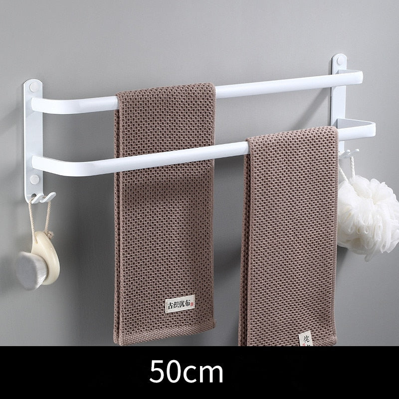 Tuqiu Towel Hanger Wall Mounted 30-50 CM Towel Rack Bathroom Towel Bars Aluminum Black Towel Bar Rail White Towel Holder