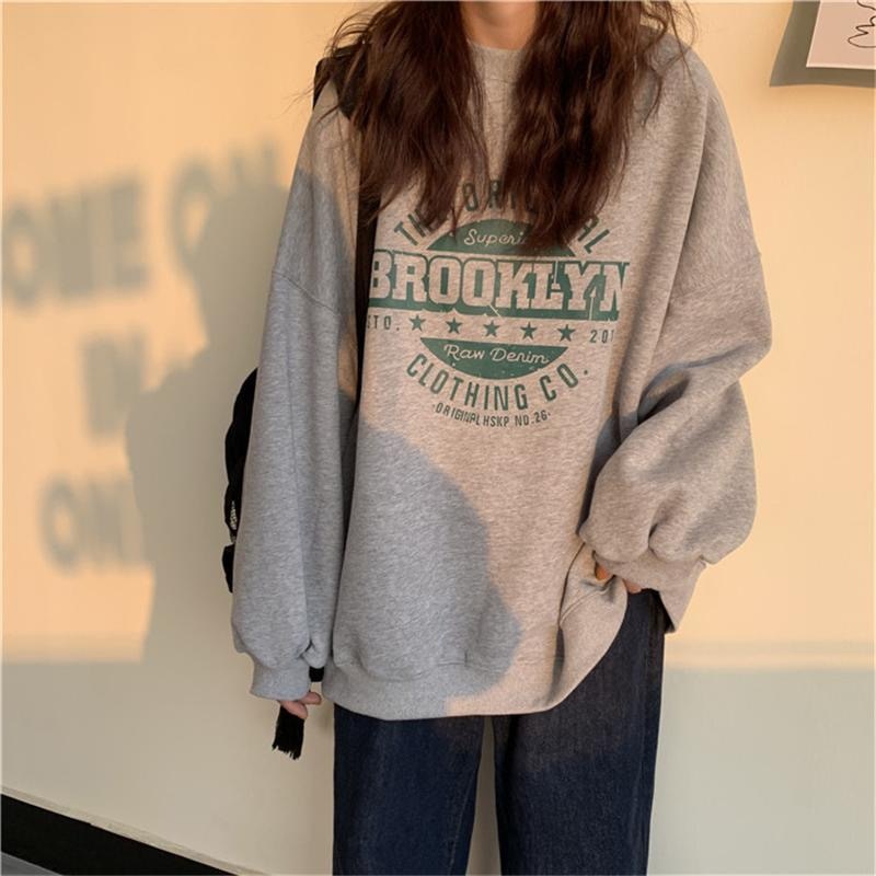 Thin Pullover Sweatshirt Fashion Autumn Designer Loose Crewneck Sweatshirt Harajuku Hoodie Polerones Mujer 2022 Kpop Clothes