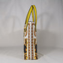 Bolso de hombro de viaje de león dorado de lujo de Italia, bolso de compras de cuero texturizado de lujo, bolso de marca famosa, bolso de mano para mujer, blanco