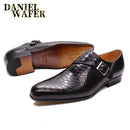LUXURY MEN LOAFERS SHOES SNAKE SKIN PRINTS MONK STRAP SLIP ON BROWN BLACK CASUAL SHOES FORMAL DRESSES OFFICE men&