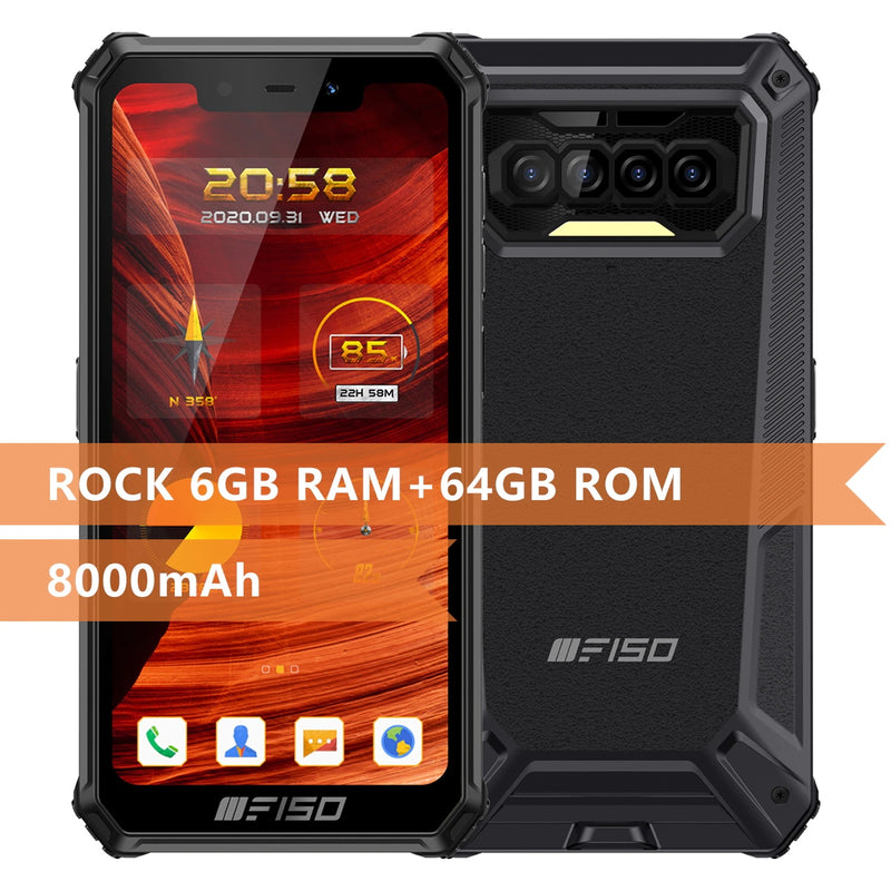 F150 B2021IP68/69K Teléfono inteligente resistente 6GB + 64GB 8000mAh Octa Core Teléfono móvil NFC 5.86 '' HD + MediaTek Helio G25 13MP Teléfono con cámara
