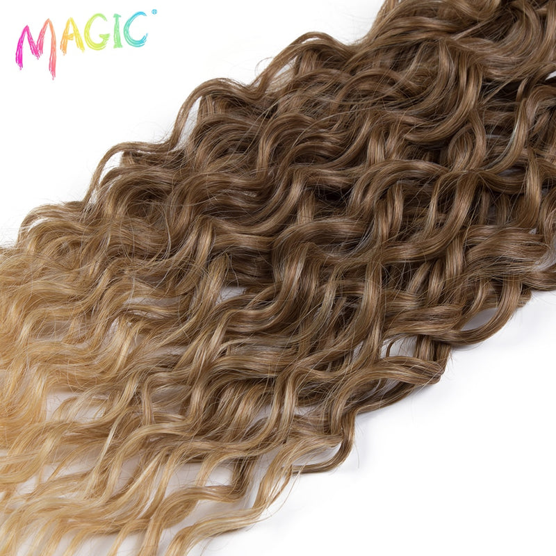 Magia Sintética 6 UNIDS 24 26 28 pulgadas Paquetes de Cabello Rizado Ombre Color Rubio Extensiones de Cabello Rizado Accesorios Para el Cabello Rizado