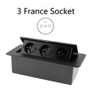 Toma DE corriente DE escritorio, toma DE corriente DE mesa 2 3 DE EU FR con carga USB, cubierta DE aleación DE aluminio negra y plateada emergente lenta para sala De reuniones