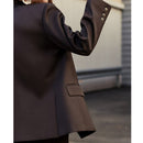 AEL Vintage otoño mujer pantalón traje marrón oscuro chaqueta suelta chaqueta pantalones de pierna ancha conjuntos de oficina (pantalones y chaqueta se venden por separado)
