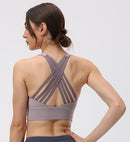 NWT Cross Tanks Yoga bra Women Tank Tops Fitness Shock Proof Quick Dry Backless Push Up Crop Bra Size XS-XL