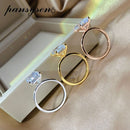 PANSYSEN, anillos de circón AAA de corte esmeralda de 8x10MM de lujo de Color blanco/amarillo/oro rosa para mujer, joyería fina de Plata de Ley 100% 925