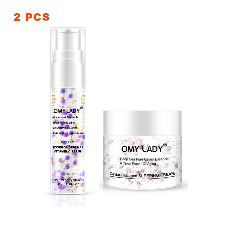 Esencia de semilla de uva OMY LADY, suero Original de vitamina C, crema facial, esencia líquida, retardante del envejecimiento, reducción de arrugas, piel hidratante