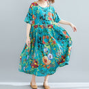Vestido informal de algodón con estampado Floral de gran tamaño para mujer, vestido playero bohemio con flores de verano para mujer, vestidos largos holgados para mujer 2021