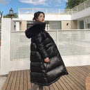 Huge Real Raccoon Fur 2021 Winter Long Down Jacket Women White Duck Down Coats Loose Hooded Parka Thick Warm Windproof Overcoat