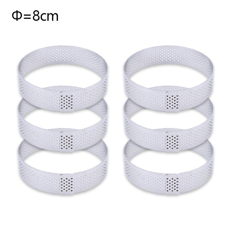 6 8 10 CM Stainless Steel Tart Mold Ring Tartlet Cake Mousse Molds Cookies Pastry Circle Cutter Pie Ring Perforated