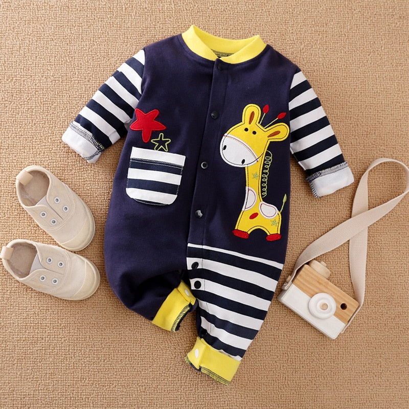 Kleinkind Neugeborenes Baby Strampler Baby Mädchen Jungen Langarm Stern Cartoon Giraffe Tierdruck Strampler Overall Outfits Für Babys