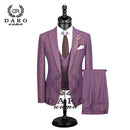 DARO 2022 nuevo traje de hombre 3 piezas traje a cuadros de moda Slim Fit azul púrpura vestido de boda trajes Blazer pantalón y chaleco DR8193