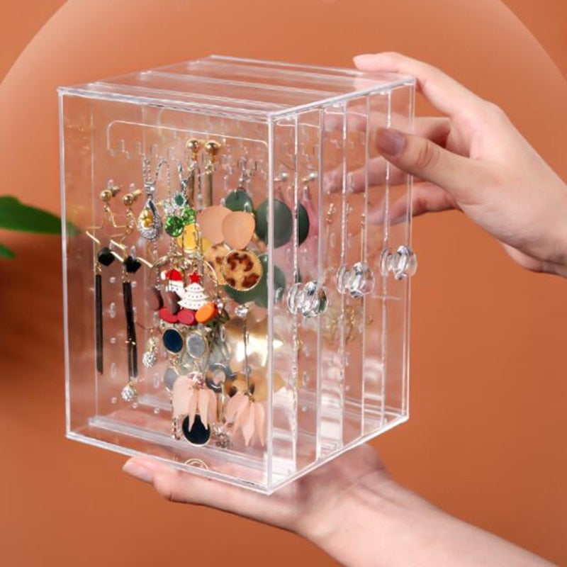 Transparent Jewelry Storage Box Earring Display Stand Storage Box Organizer Drawer Storage Rack Necklace Jewelry Display Cabinet