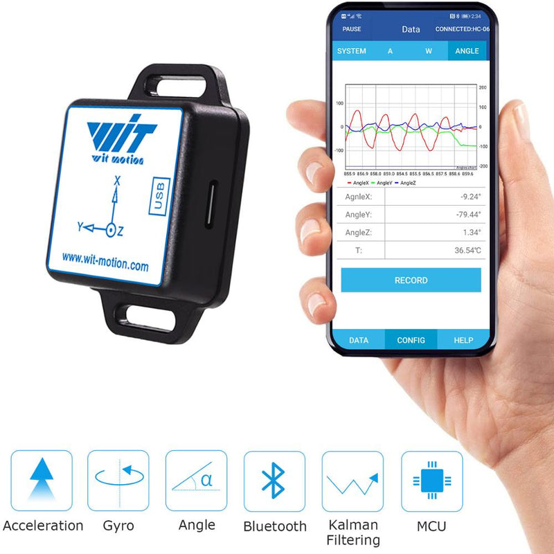 BWT61CL Hochpräziser Bluetooth-Beschleunigungsmesser + Gyroskop + Winkel (XYZ, 100 Hz), 6-Achsen-MPU6050-AHRS-Neigungsmesser, Unterstützung für PC/Android