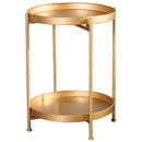 Mesa de té pequeña de doble capa de hierro Simple nórdico, esquinas, mesa de centro redonda, sala de estar, Mini sofá, mesa auxiliar