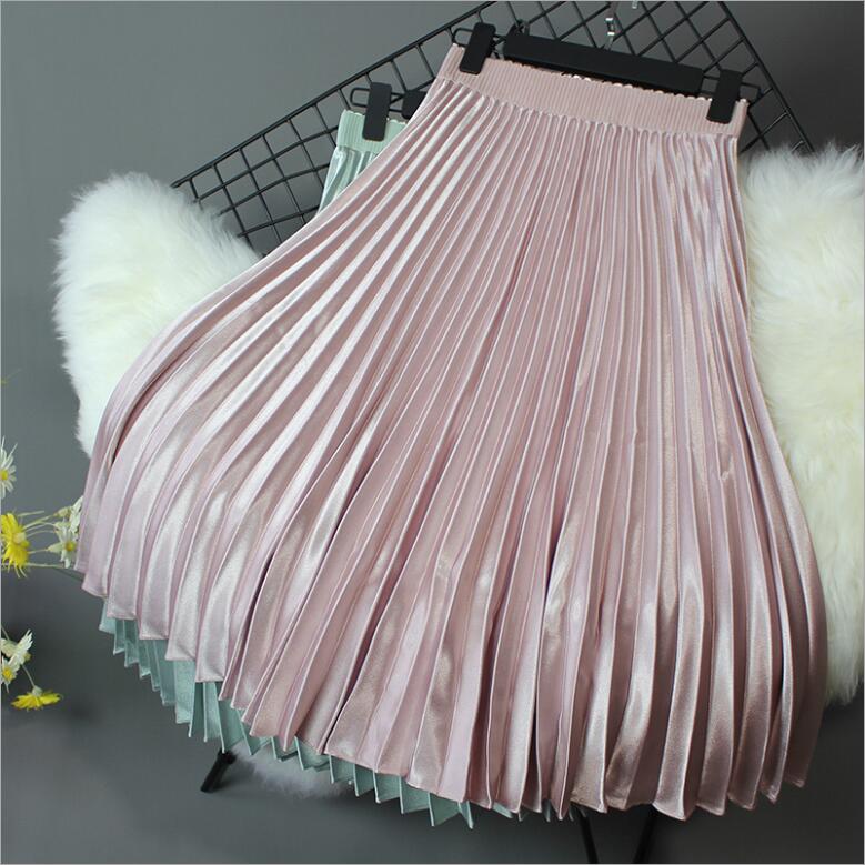 Fanco Autumn Women Long Fashion Brand A-Line Pleated Skirts Female  High Waist Midi Solid Color