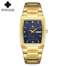 Relogio Masculino WWOOR 2022 nuevo reloj cuadrado para hombre con fecha de semana automática relojes de pulsera de cuarzo para hombre de lujo de acero inoxidable dorado
