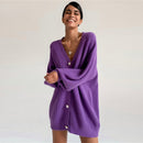 MUICHES, suéter informal con cuello en V y una botonadura, cárdigan extragrande liso con botones de perlas y mangas acampanadas para mujer, nueva moda 2021