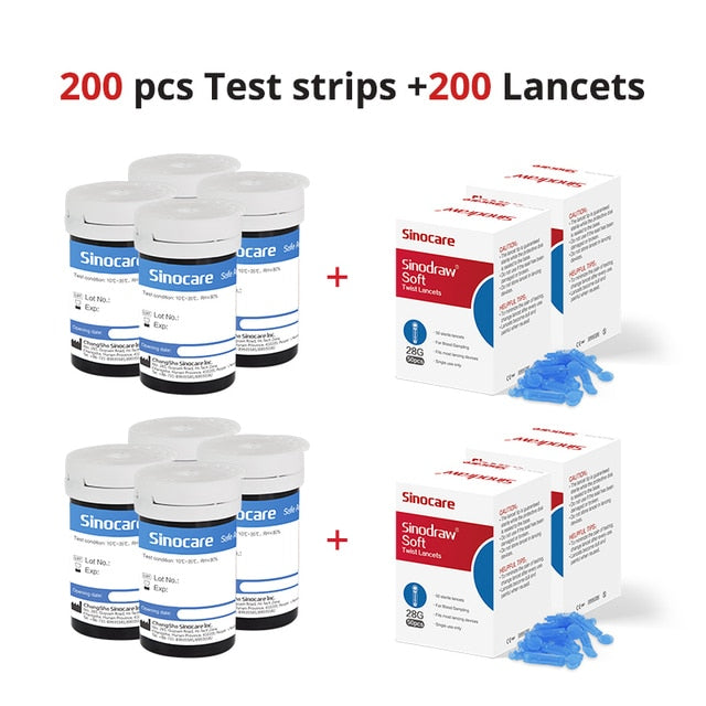 (50/100/200/400) Sinocare Safe Accu Blood Glucose Test Strips (With Lancets)