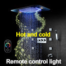 Sistemas de ducha LED con música Bluetooth, juego de ducha de lluvia, grifo de baño de cascada, mezclador termostático oculto, cabezal de ducha cromado