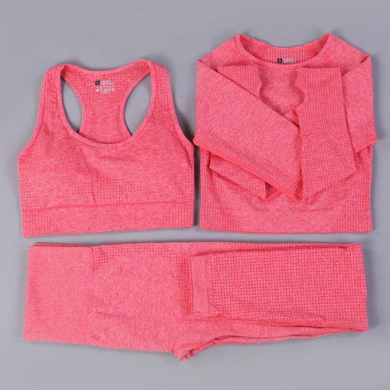 SVOKOR, conjunto de Yoga para mujer, ropa de Fitness de puntos sin costuras, ropa de entrenamiento estampada, ropa deportiva para gimnasio, mallas Push Up, sujetador, traje deportivo