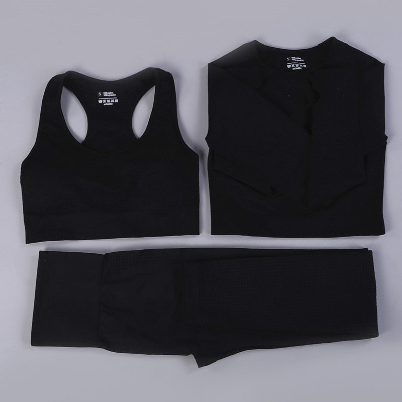 SVOKOR, conjunto de Yoga para mujer, ropa de Fitness de puntos sin costuras, ropa de entrenamiento estampada, ropa deportiva para gimnasio, mallas Push Up, sujetador, traje deportivo