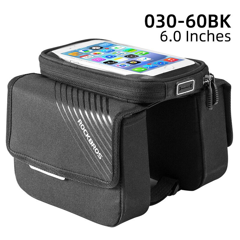 ROCKBROS Cycling Bike Top Tube Bag Rainproof MTB Bicycle Frame Front Head Cell Phone Touch Screen Bag Pannier Bike Accessories